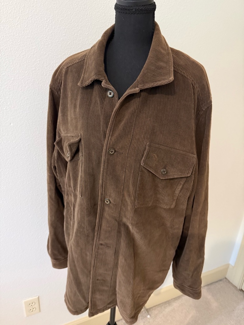 Tommy Bahama Brown Corduroy Military-Style Overshirt